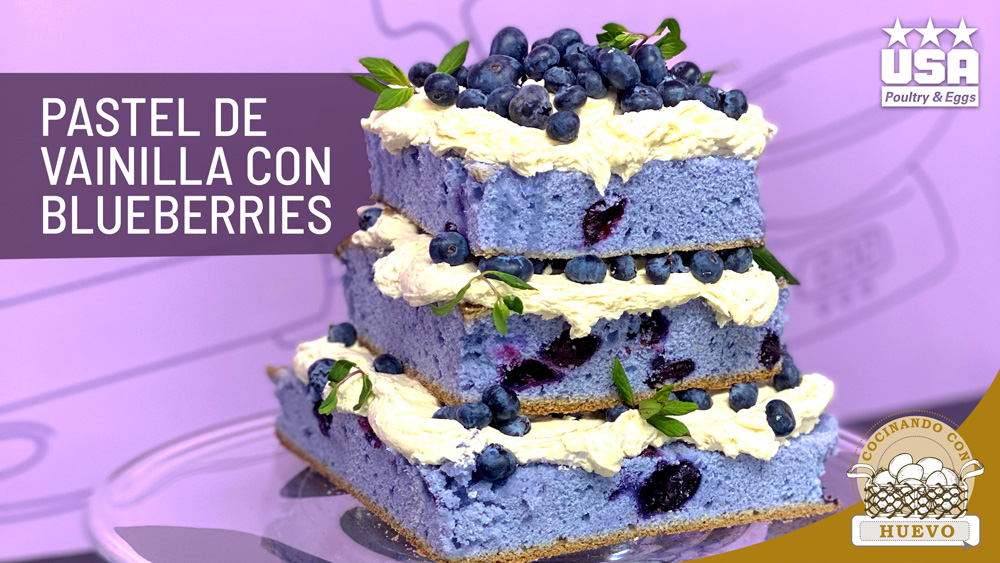 pastel de vainilla con blueberries