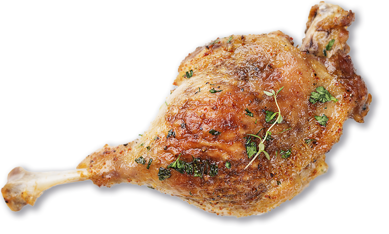 cooked duck leg with herbs